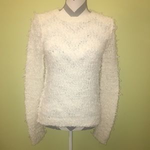 Free People White Shaggy Sweater